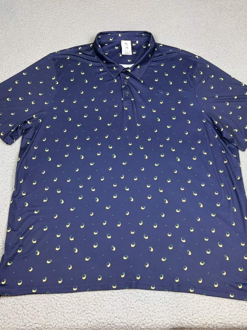 Puma X Arnold Palmer Polo Mens Size 3XL Blue Stretch Performance Golf Lemons